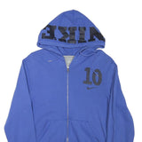 NIKE Mens Blue Zip Up Hoodie M 10 Printed Logo Drawstring Hood Casual Wear