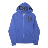 NIKE Mens Blue Zip Up Hoodie M 10 Printed Logo Drawstring Hood Casual Wear