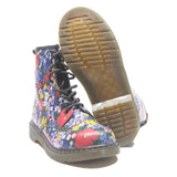 DR MARTENS Floral Womens Lace-Up Boots Leather UK 5 Colourful Patterned