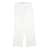 DICKIES Mens White Regular Fit Straight Leg Trousers W28 L29 Cotton Blend Zip