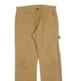 DICKIES Mens Cotton Blend Beige Regular Fit Straight Leg Trousers W32 L32