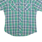 WRANGLER Mens Green & Blue Check Shirt L Short Sleeve Button Casual Summer