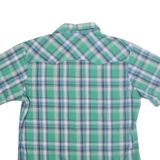 WRANGLER Mens Green & Blue Check Shirt L Short Sleeve Button Casual Summer