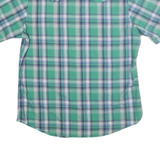 WRANGLER Mens Green & Blue Check Shirt L Short Sleeve Button Casual Summer