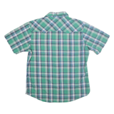 WRANGLER Mens Green & Blue Check Shirt L Short Sleeve Button Casual Summer