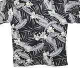 LINQUINE BARS Mens Black & Grey Rayon Hawaiian Shirt L Tropical Floral Print