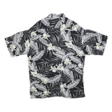 LINQUINE BARS Mens Black & Grey Rayon Hawaiian Shirt L Tropical Floral Print