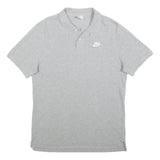 NIKE Mens Grey Short Sleeve Plain Polo Shirt M Cotton Casual Sportswear