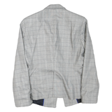ZARA Womens Grey Checked Blazer Jacket L Cotton Blend Button Closure Classic Fit