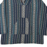 Womens Blue & White Patterned Hoodie L Cotton Blend Relaxed Fit Casual