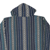 Womens Blue & White Patterned Hoodie L Cotton Blend Relaxed Fit Casual