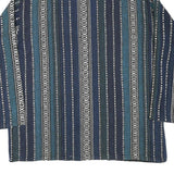 Womens Blue & White Patterned Hoodie L Cotton Blend Relaxed Fit Casual