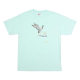 HANES Mens Light Blue Graphic T-Shirt L Short Sleeve Crew Neck Duck Print