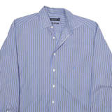 NAUTICA Mens Blue White Stripe Shirt L Long Sleeve Cotton Blend Classic