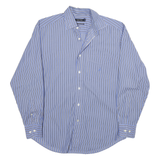 NAUTICA Mens Blue White Stripe Shirt L Long Sleeve Cotton Blend Classic