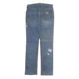 CARHARTT Mens Slim Blue Denim Jeans W32 L34 Workwear Zip Closure