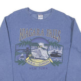 JERZEES Mens Blue Niagara Falls Crew Neck S Cotton Blend Graphic Sweatshirt