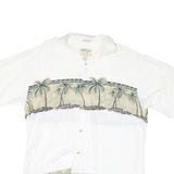 BAMBOO CAY Mens White & Beige Rayon Shirt XL Tropical Palm Tree Print Casual