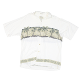 BAMBOO CAY Mens White & Beige Rayon Shirt XL Tropical Palm Tree Print Casual