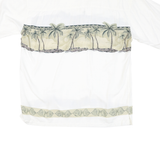 BAMBOO CAY Mens White & Beige Rayon Shirt XL Tropical Palm Tree Print Casual