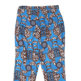 Womens Cotton Blend Blue & Brown Relaxed Straight Trousers W29 L26 Printed