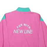 Womens Pink & Green Plain Cotton Blend Jacket S Zip Pockets Lightweight Casual