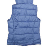 ZARA Womens Blue Hooded Puffer Jacket M Polyester Sleeveless Zip Fastening