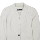 ZARA Womens Cream Button Jacket S Polyester Blend Plain Elegant Tailored