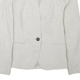 ZARA Womens Cream Button Jacket S Polyester Blend Plain Elegant Tailored