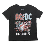 ACDC Womens Black US Tour 76 Graphic T-Shirt M Short Sleeve Crew Neck Rock Band
