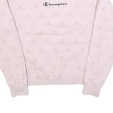 CHAMPION Womens Pink Crew Neck Sweatshirt S Cotton Blend Pullover Logo Print