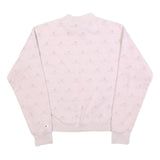 CHAMPION Womens Pink Crew Neck Sweatshirt S Cotton Blend Pullover Logo Print