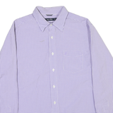 NAUTICA Mens Purple & White Check Shirt L Cotton Blend Casual Classic Fit