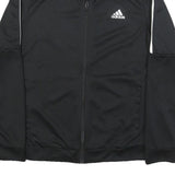 ADIDAS Womens Black & White Slim Fit Jacket UK 12 Polyester Zip Sportswear