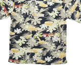 COUNTY SEATS Mens Black Patterned Hawaiian Shirt L Cotton Blend Summer Casual