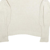 Womens Cream Plain Jumper Crew Neck Polyester Blend Chunky Knit M Lightweight
