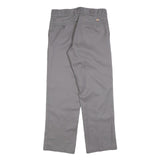 DICKIES Mens Cotton Blend Grey Regular Straight Trousers W32 L30 Workwear