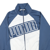 PUMA Womens Blue & White Zip Jacket L Polyester Blend Track Sports Casual