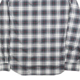 NAUTICA Mens White & Grey Checked Shirt L Classic Fit Cotton Blend Long Sleeve