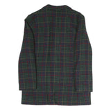 Womens Navy Green Red Pattern Button Jacket L Polyester Blend Classic Tailored