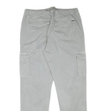 INDICODE Mens Cotton Blend Grey Regular Cargo Trousers W33 L31 Drawstring Waist