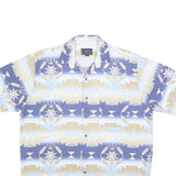 ROPER Mens Blue & Beige Pattern Shirt M Short Sleeve Cotton Casual