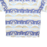 ROPER Mens Blue & Beige Pattern Shirt M Short Sleeve Cotton Casual