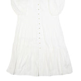 BILLABONG Womens White Cotton Day Dress Short Sleeve Square Neck S Button