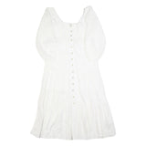 BILLABONG Womens White Cotton Day Dress Short Sleeve Square Neck S Button