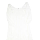 BILLABONG Womens White Cotton Day Dress Short Sleeve Square Neck S Button