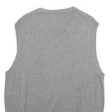 CHAPS Mens Grey Plain Cotton Sleeveless V-Neck Jumper L Knitwear Summer