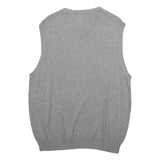 CHAPS Mens Grey Plain Cotton Sleeveless V-Neck Jumper L Knitwear Summer