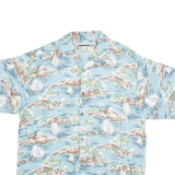 PRESENCE Mens Blue Rayon Island Print Shirt M Summer Casual Button Up