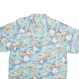 PRESENCE Mens Blue Rayon Island Print Shirt M Summer Casual Button Up